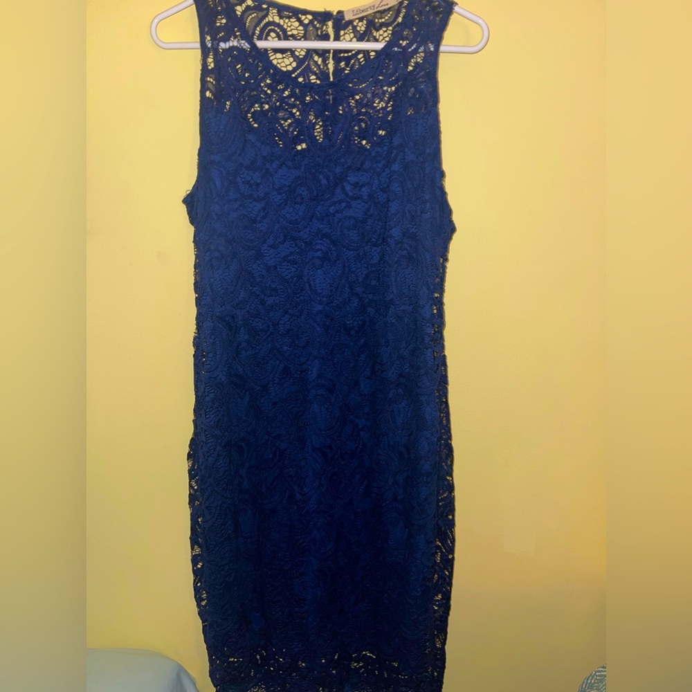 Navy Lace Homecoming Dress